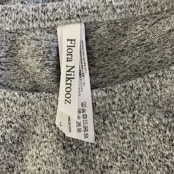 Flora Nikrooz Gray Knit Top L Lace Sleeve Pullover Loungewear Casual Cozy Shirt - Picture 4 of 6